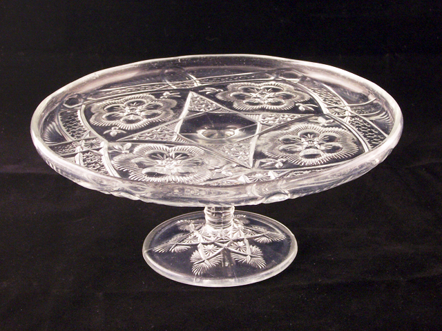 Antique Cake Plate Rayed Flower Pattern by Indiana