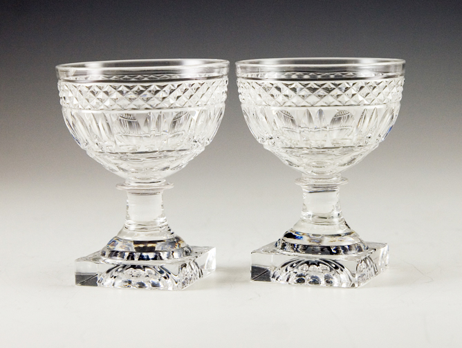 Antique Cut Crystal Goblets With Lemon Squeezer Base