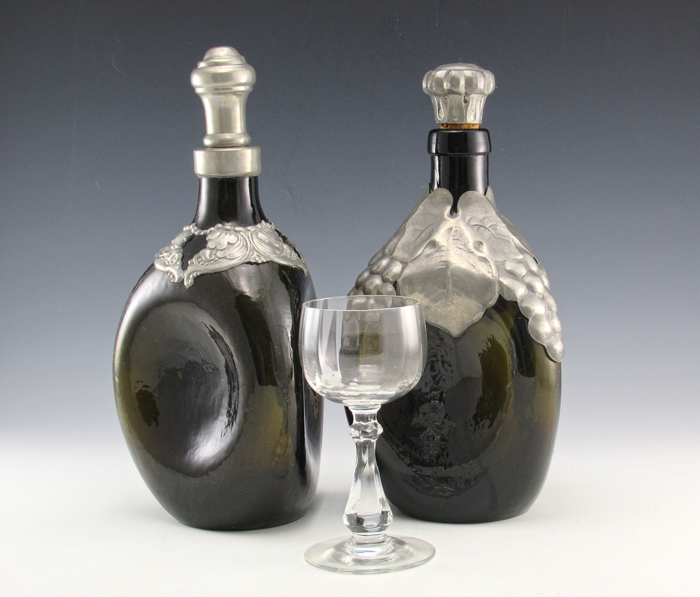 Pinched Decanter from Denmark Glass & Pewter Collar - Image 5