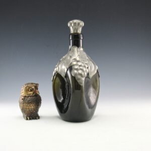 Vintage Danish Glass and Pewter Pinched Decanter Grape