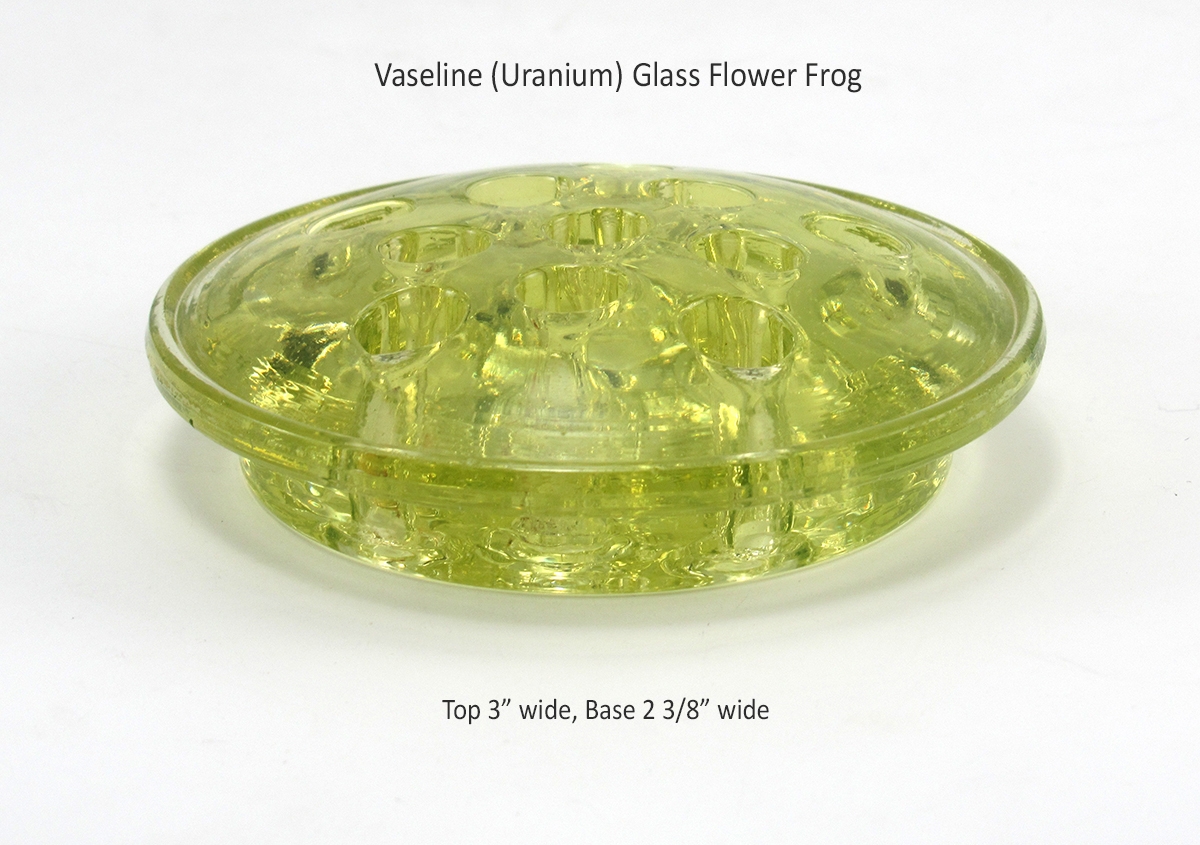 Antique Vaseline Glass Flower Frog Yellow Uranium - Image 2