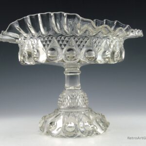 Victorian Decor Glass Reverse Torpedo Large Centerpiece Stemmed Bowl