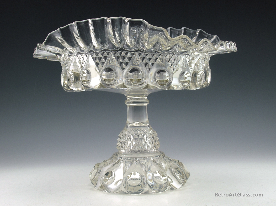 Victorian Decor Glass Reverse Torpedo Large Centerpiece Stemmed Bowl
