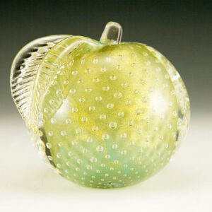 Archimede Seguso Turquoise and Gold Apple Bookend