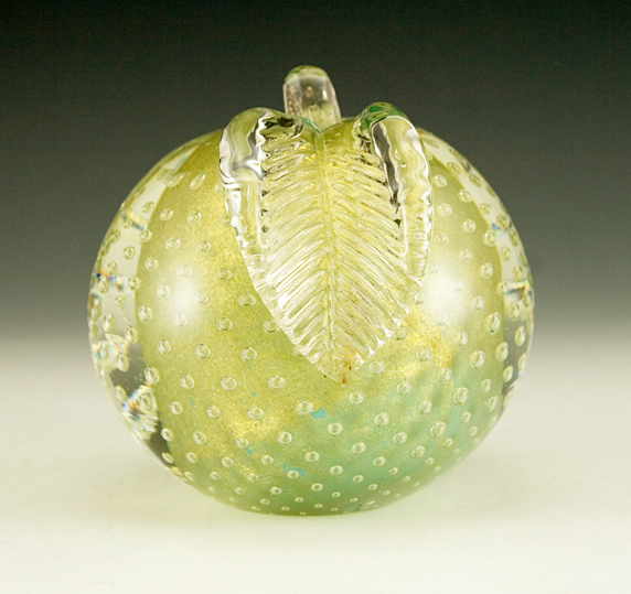 Archimede Seguso Turquoise and Gold Apple Bookend - Image 2