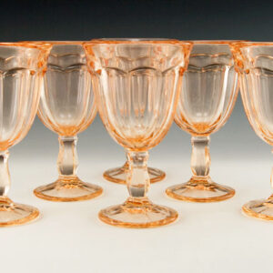Arlington Pink Glass Wine Goblets by Viking Set of 6