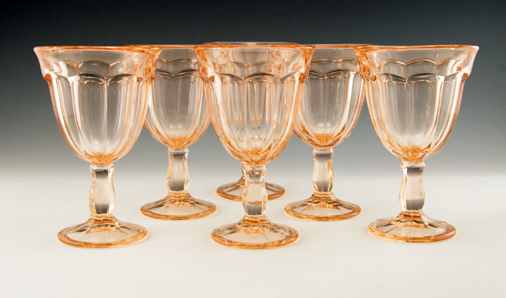 Arlington Pink Glass Wine Goblets by Viking Set of 6