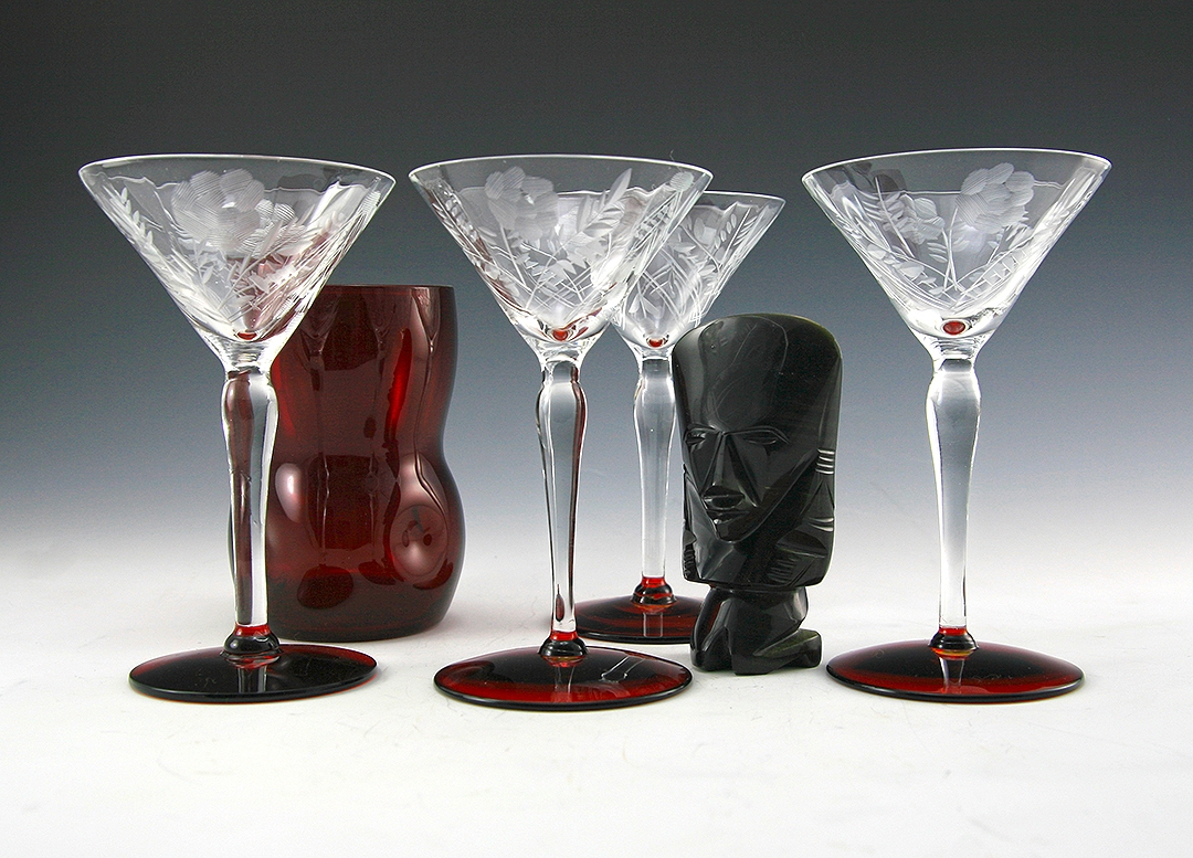 Art Deco Cocktail Stemware Morgantown Fire and Ice Open Rose - Image 4