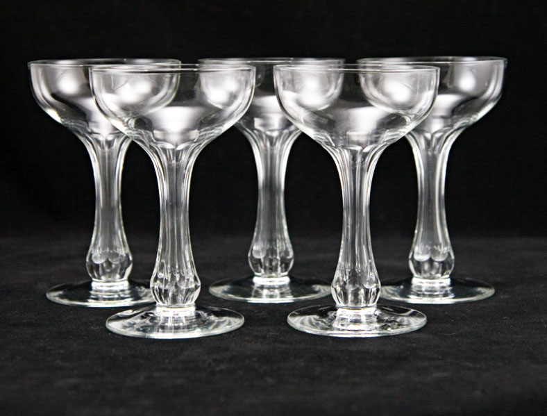 Art Deco Crystal Hollow Stem Champagne Cocktail Set