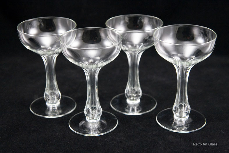 Art Deco Crystal Hollow Stem Champagne Cocktail Set - Image 3