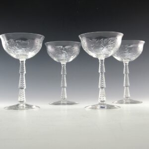 Art Deco Cut Crystal Stemware Set Patrician Rock Sharpe Stem 1022