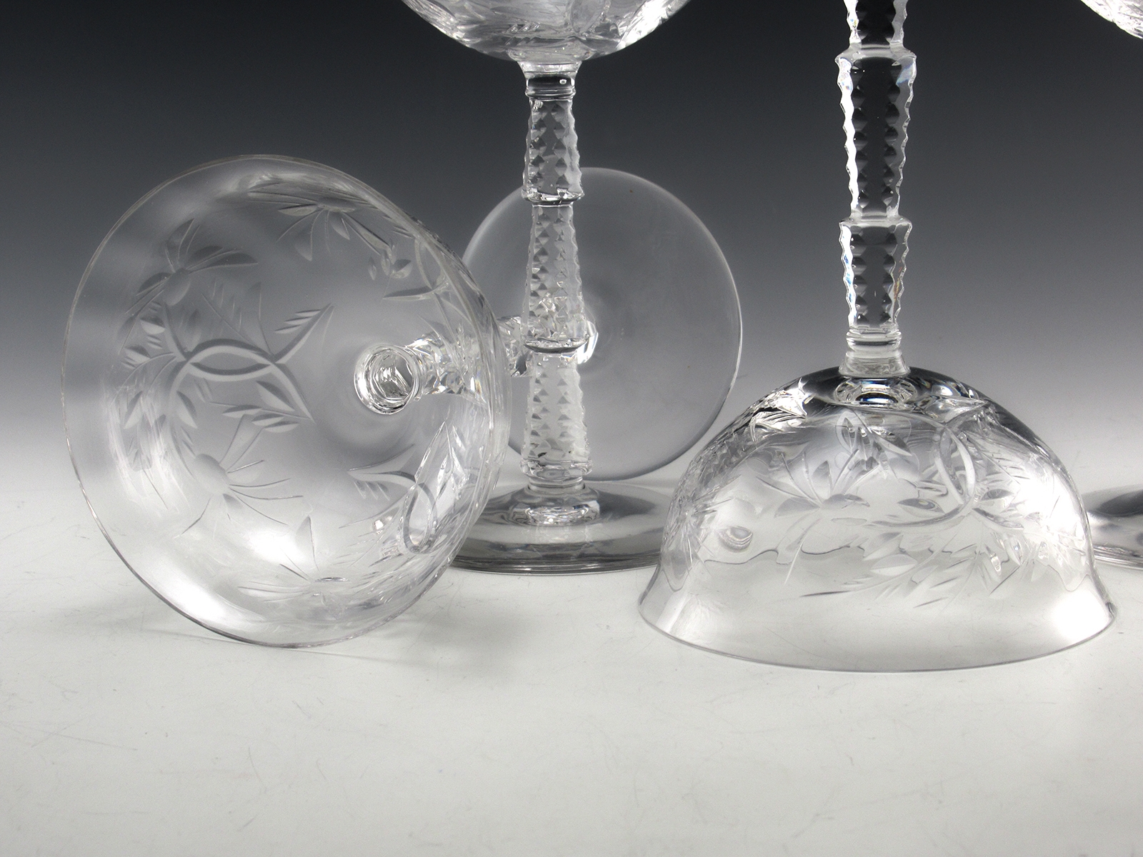 Art Deco Cut Crystal Stemware Set Patrician Rock Sharpe Stem 1022 - Image 3