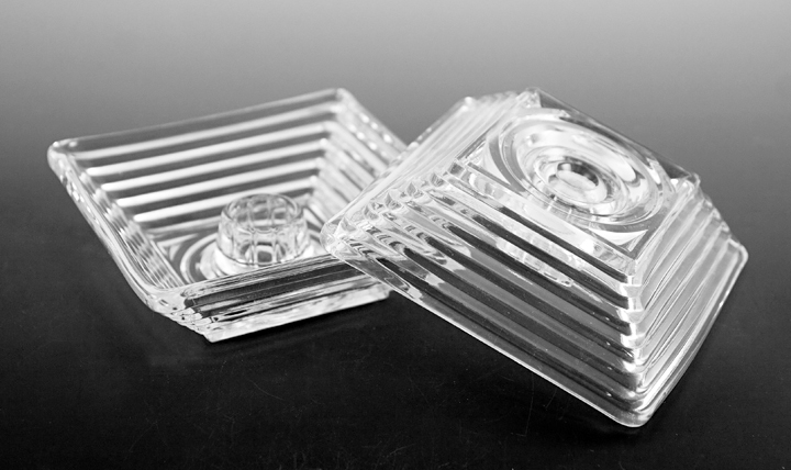Art Deco Manhattan Glass Candlestick Holder Set - Image 3