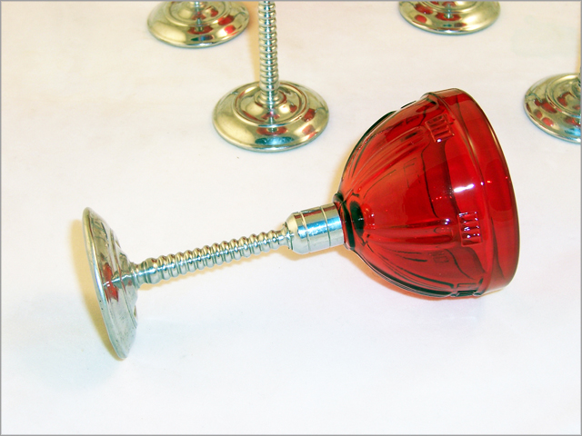 Art Deco Ruby & Chrome Wine Glass Set - Image 3