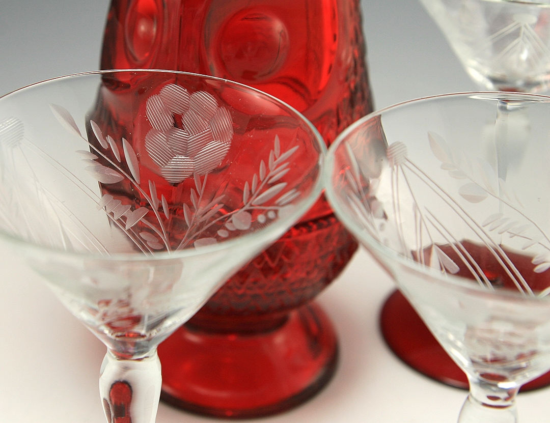 Art Deco Cocktail Stemware Morgantown Fire and Ice Open Rose - Image 3