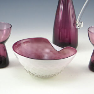 Vintage Art Glass Bowl in Plum Optic Cased Glass