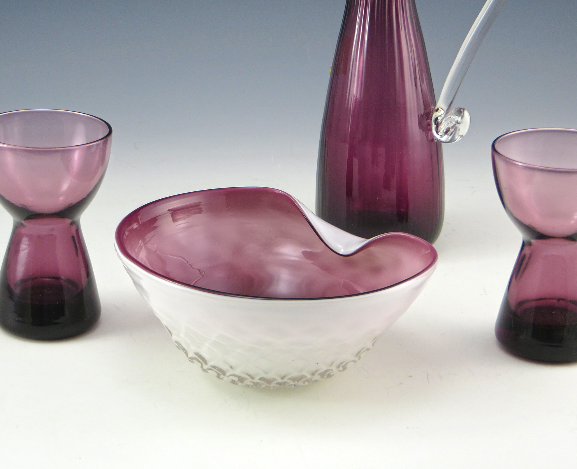 Vintage Art Glass Bowl in Plum Optic Cased Glass