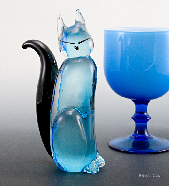 Murano Art Glass Siamese Cat Figurine with Sticker - Image 4