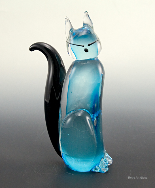 Murano Art Glass Siamese Cat Figurine with Sticker