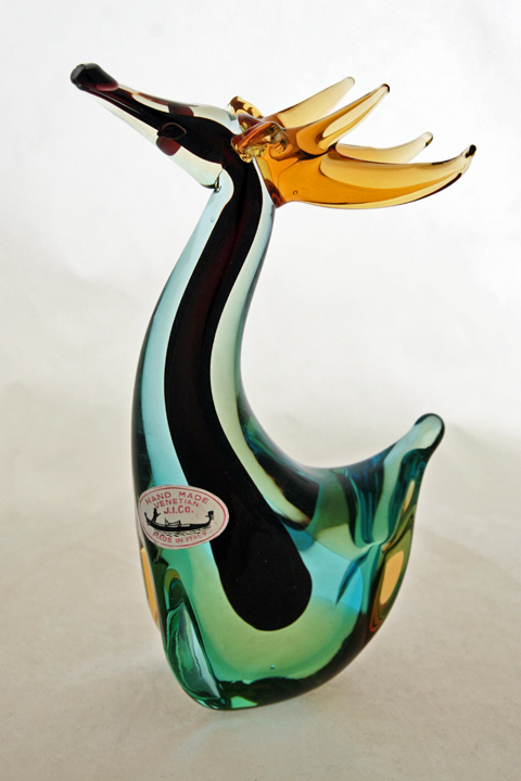 Venetian Hand Blown Elk with Sommerso Glass