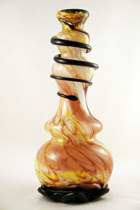 Art Nouveau Blown Glass Chalcedony Snake Vase
