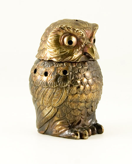 Art Nouveau Style Patinated Owl Incense Burner