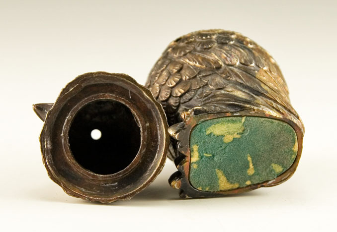 Art Nouveau Style Patinated Owl Incense Burner - Image 3