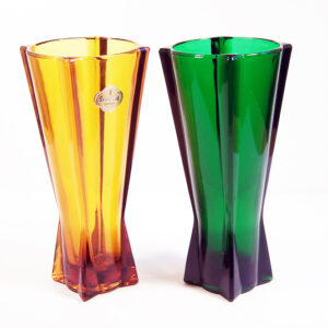 Atomic Rocket Vase in Forest Green Glass
