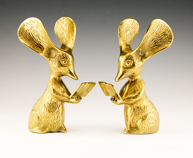 Barn Mouse Bookends in Solid Vintage Brass - Image 3