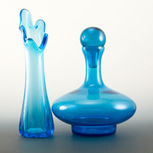 Beautiful Blue Depression Era Vanity Glass Decor Set