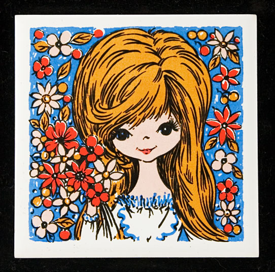 Big Eye Big Hair Beauty Teak Framed Tile Decor - Image 2