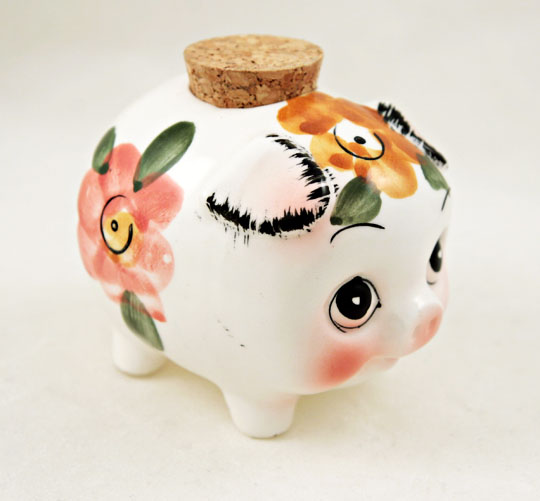 Big Eye Piggy Bank with Hand Painted Decor