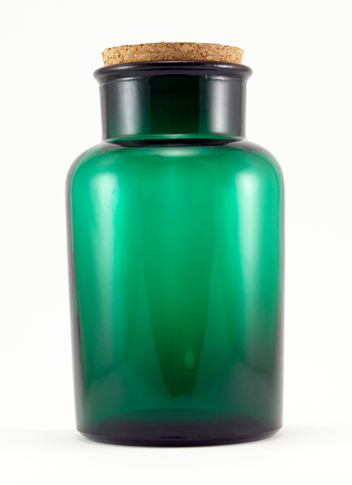 Big Vintage Glass Canister Jar in Emerald Green