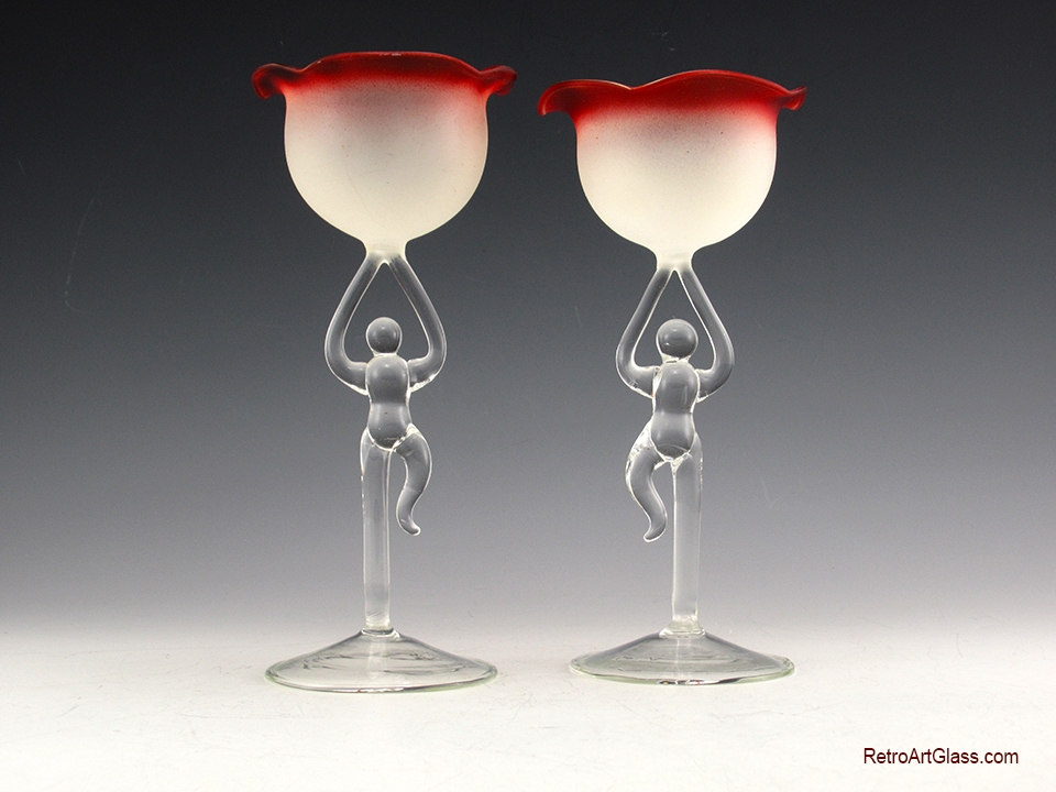 Bimini Glass Style Figural Stemmed Cups