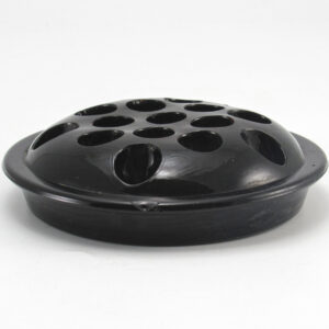Antique Black Amethyst Glass Flower Frog Large