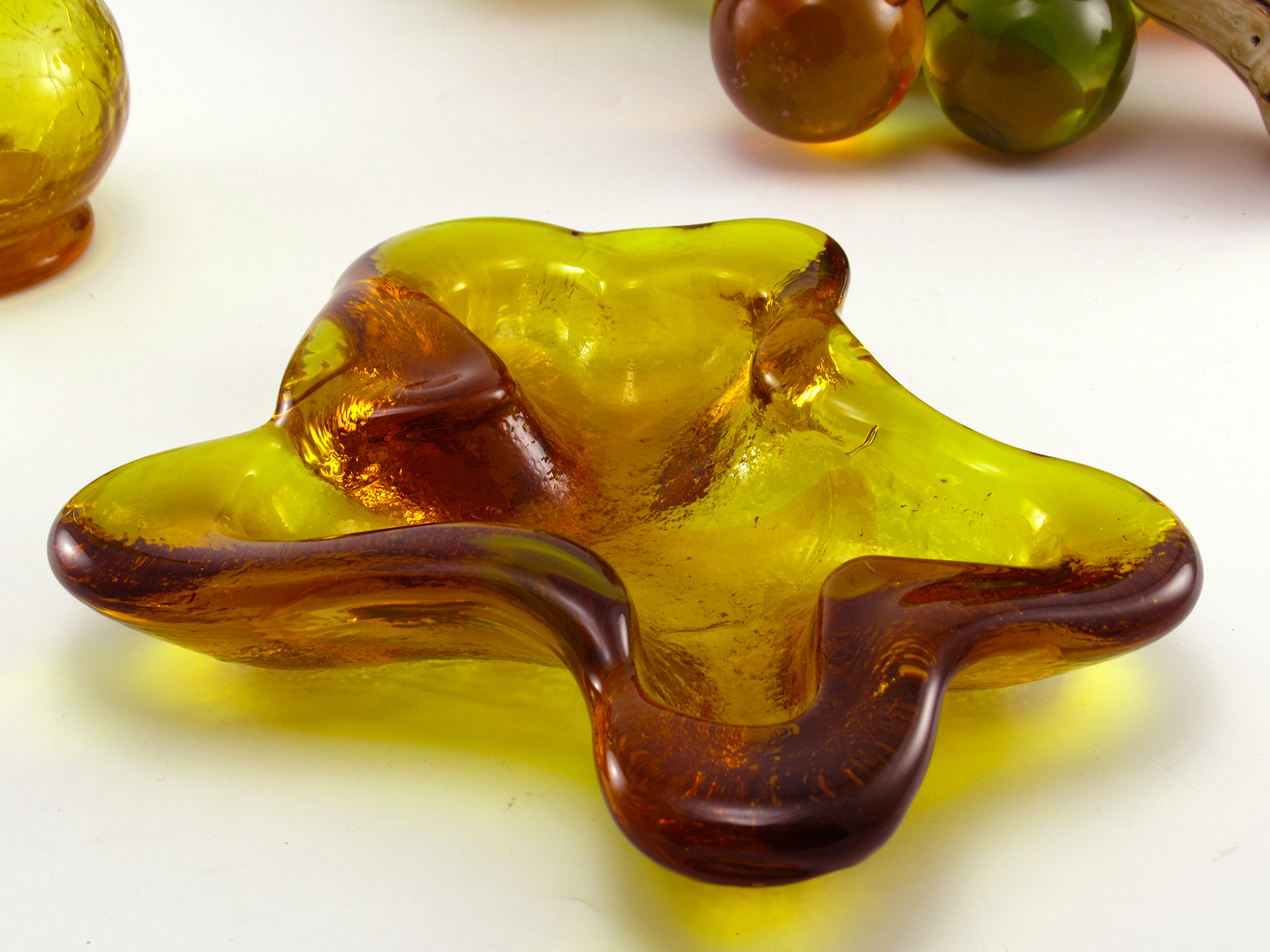 Blenko Amoeba Dish in Hand-Made Amber Art Glass