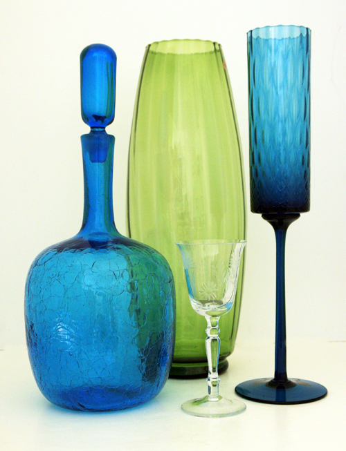 Blue Crackle Glass Decanter 1960s Blenko Art Glass - Image 4