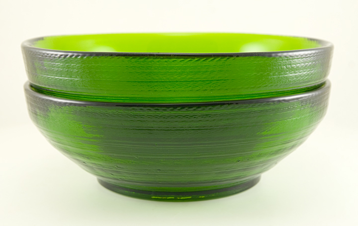 Set of Two Blenko Art Glass Large Handmade Bowls