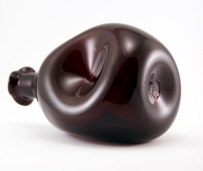 Vintage Blenko Glass Pinch Decanter in Blood Red - Image 4
