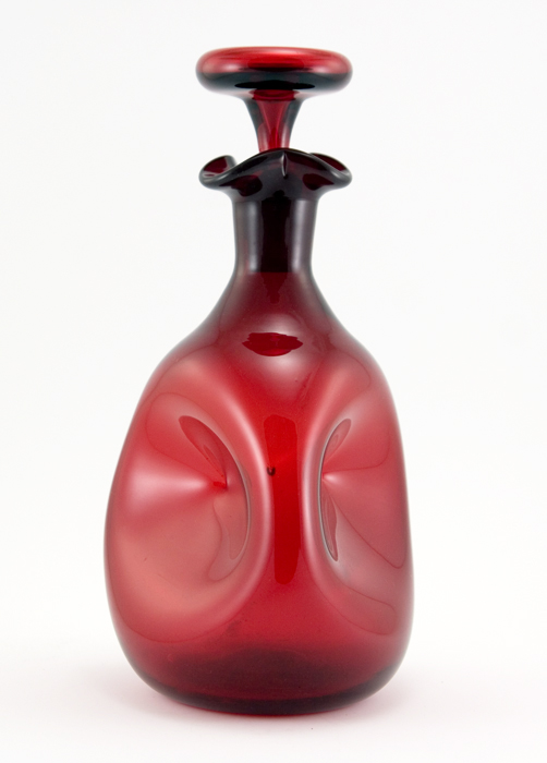 Pinch Decanter in Ruby by Blenko Art Glass