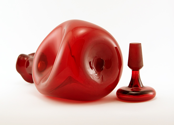 Pinch Decanter in Ruby by Blenko Art Glass - Image 3