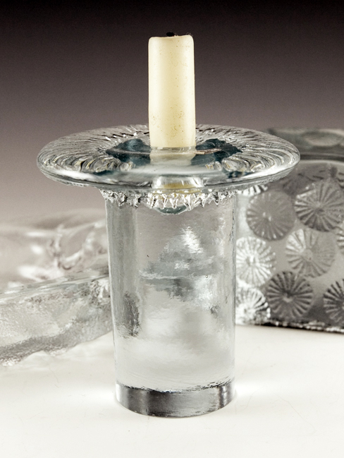 Tall Mushroom Candlestick Holder by Blenko Art Glass