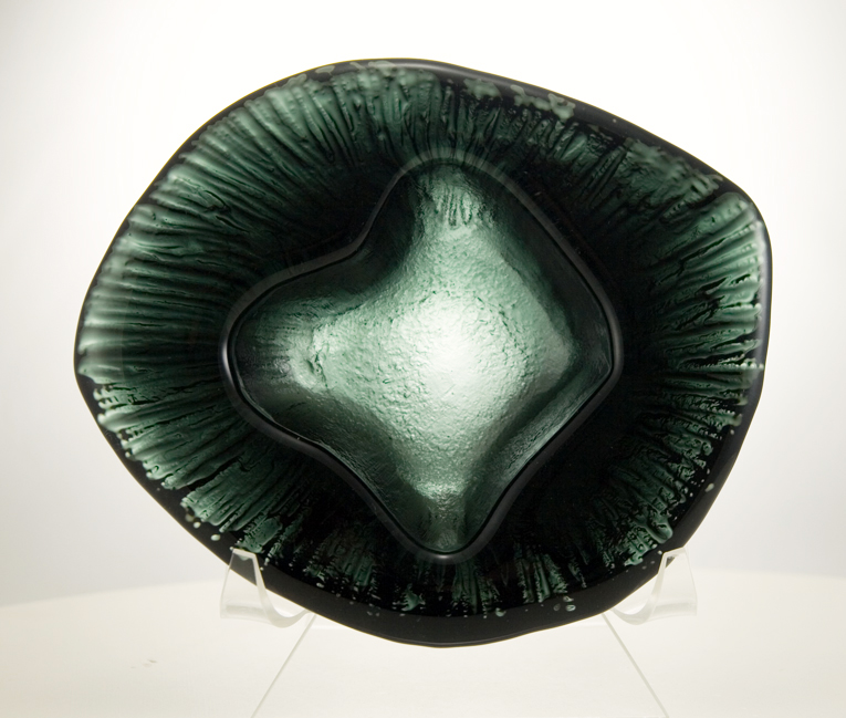 Mid-Century Organic Form in Rare Charcoal Color by Blenko Glass