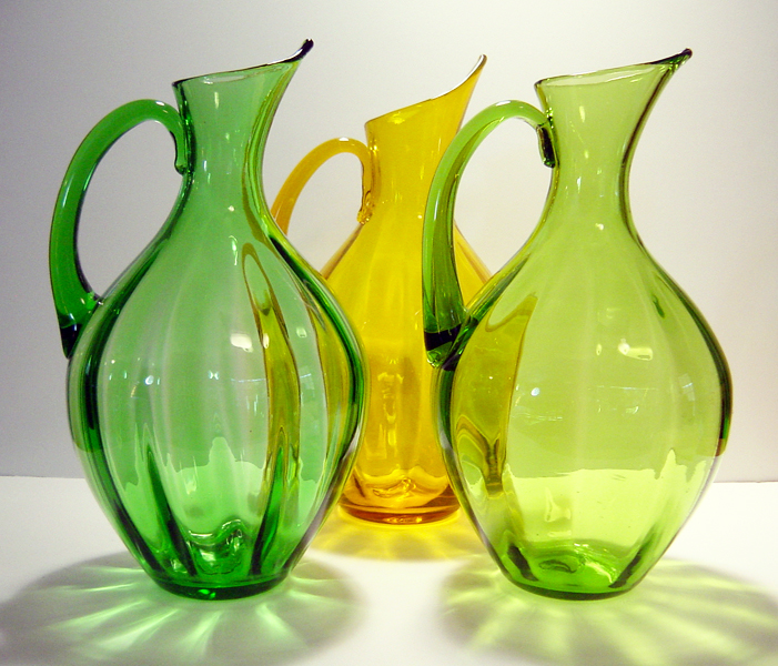 Large Blenko Optic Pitcher in Olive Green - Image 4
