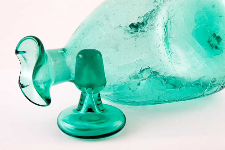 Pre-Designer Blenko Art Glass Pinch Decanter in Sea Green - Image 4