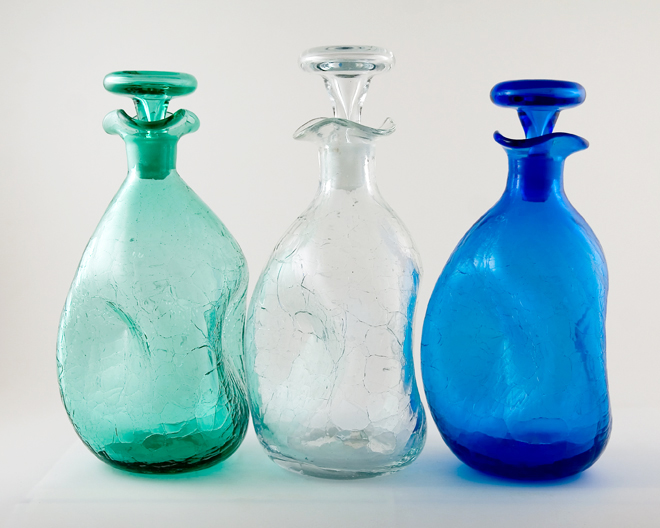 Pre-Designer Blenko Art Glass Pinch Decanter in Sea Green - Image 3
