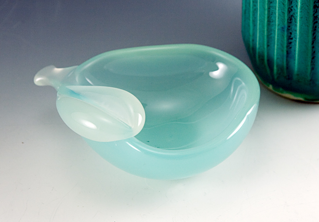 Blue Alabastro Vintage Venetian Art Glass Pear Dish - Image 2