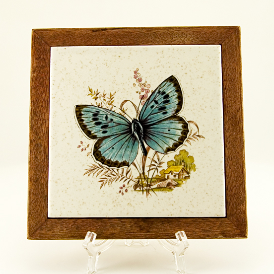 Blue Butterfly Retro Tile Art Made in USA - Image 2