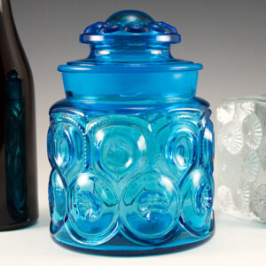 Blue Moon and Star Depression Glass Jar