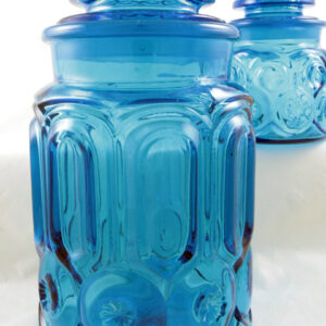 Vintage Blue Moon and Star Glass Canister Set